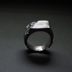 Brutalist zircon ring